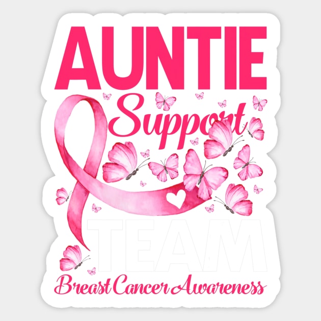 Auntie Support Team Breast Cancer Awareness Butterfly Sticker by CarolIrvine